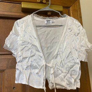 PRINCESS POLLY VINTAGE TIE UP TOP WHITE SIZE 8